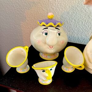 Disney Ceramic Tea Set with Yellow and Purple Accents